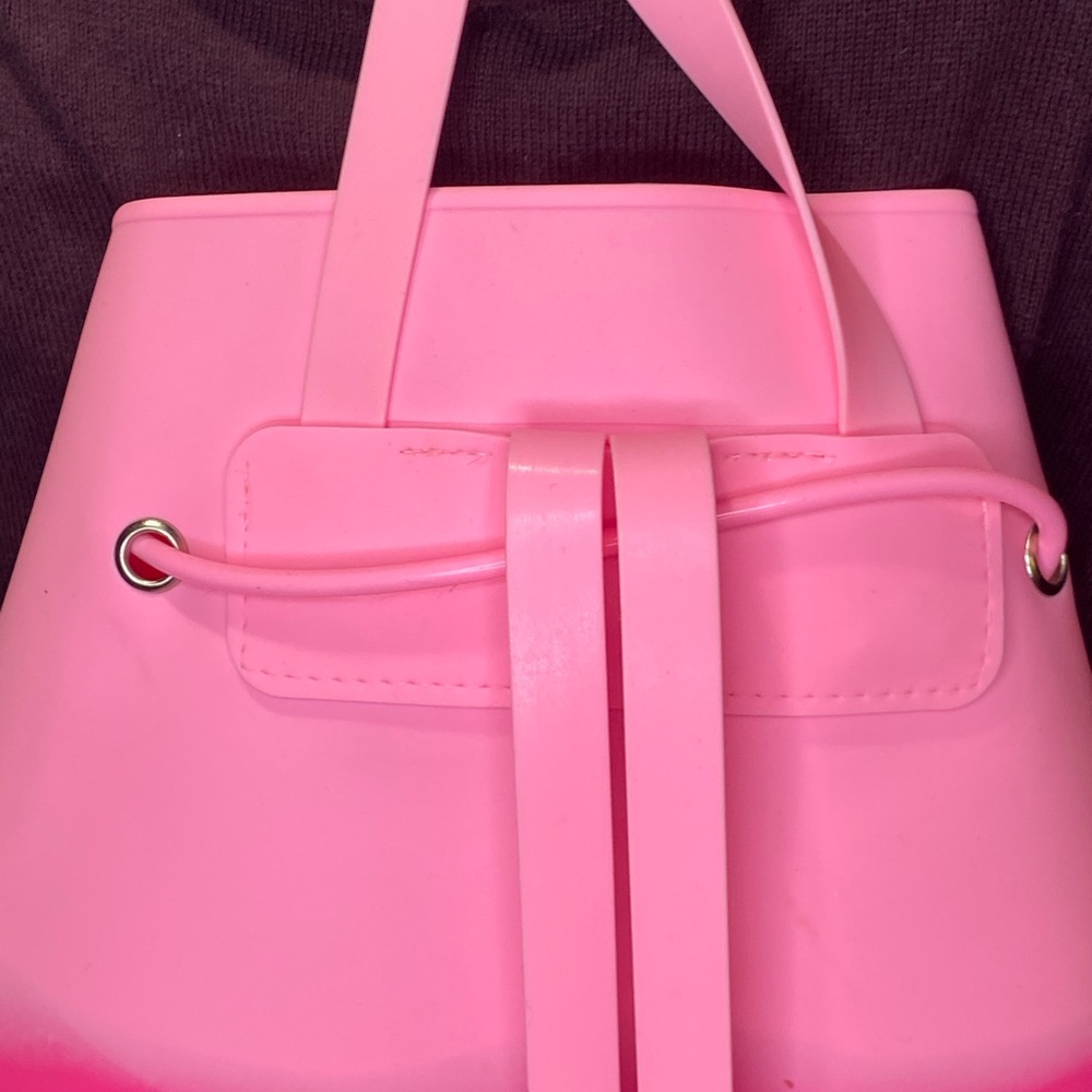 Hot Pink Backpack with Drawstring Closure and Smooth Finish - Picture 7 of 8